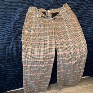 LOFT Women's Plaid Ankle Pants - Brown and Black